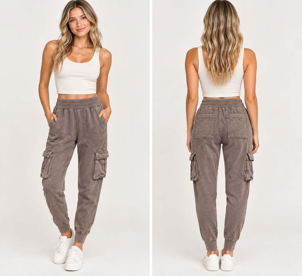 ALO Yoga Unwind Cargo Jogger Pant Neutral Taupe Gravel Gray - Size: XS
